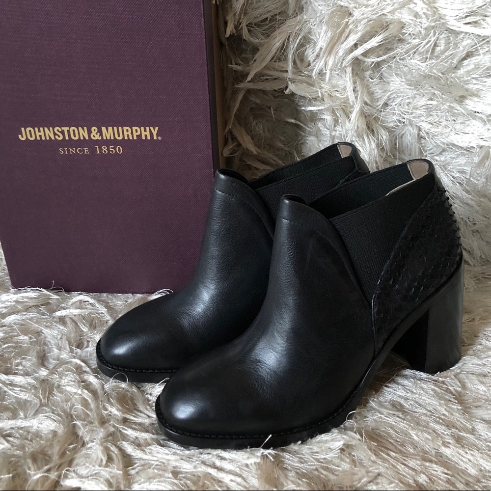 Black leather booties - Johnston & Murphy